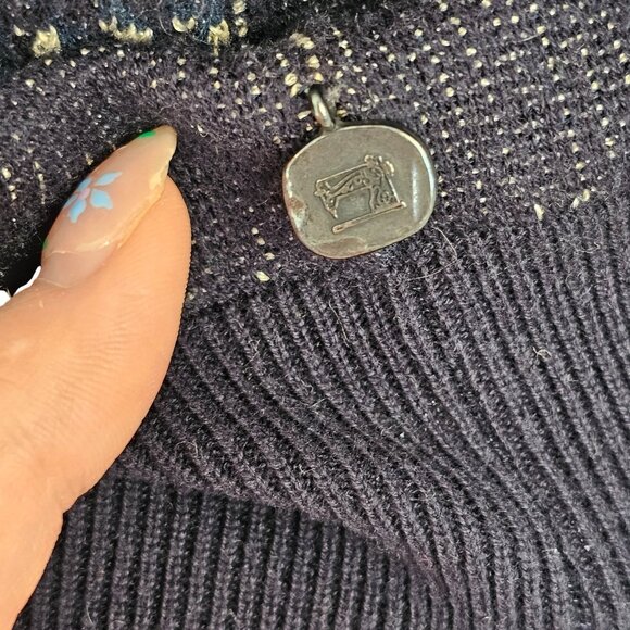 Scotch & Soda Navy Blue and Cream Leaf Crew Neck Sweater Sz M - Picture 8 of 12